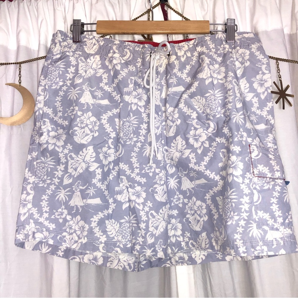 Tommy Hilfiger light blue tropical print swim trunks